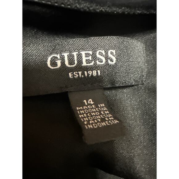 NEW Guess Black Floral Off The Shoulder Lace Ruffle Midi Bodycon Dress Size 14 - Picture 5 of 7